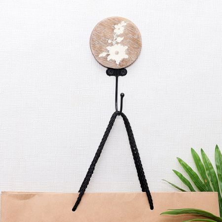 Brown Round Wooden Flower Hooks For Hanging